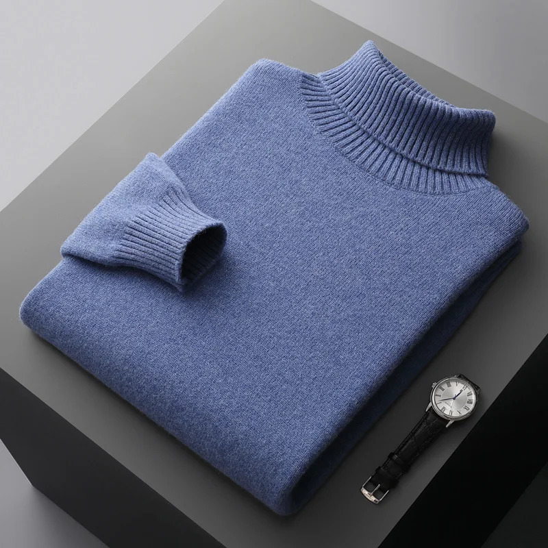 Autumn and winter cashmere sweater mens high neck thick zipper young loose warm shirt pure cotton casual knitted top 241115
