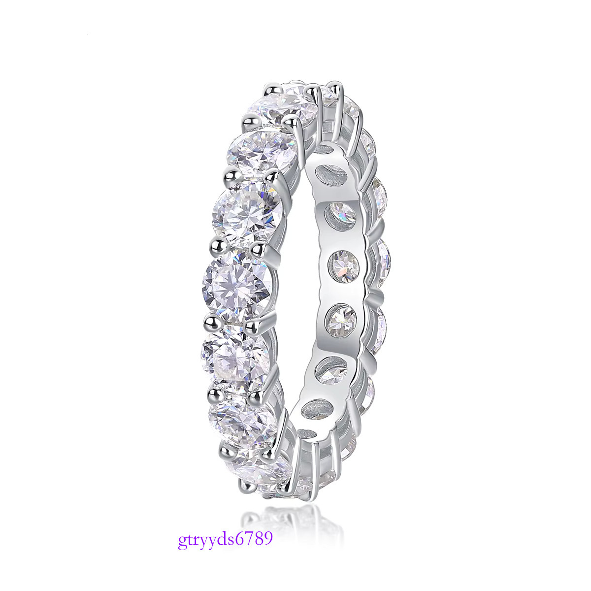 Wholesale Gold Plated Sterg Sier Tennis Ring Princess Emerald Ice Eternity White VVS Mossanite Moissanite Hip Hop Style