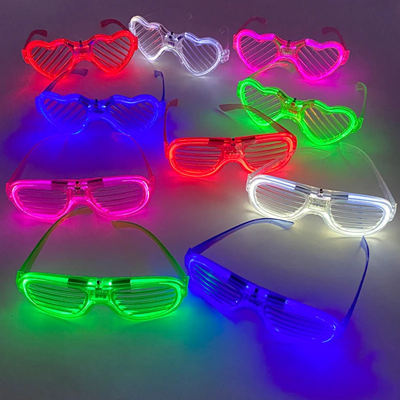 Carnival fluorescent luminous heart-shaped glass LED glasses with lights birthday party supplies neon glasses bar club props 241116