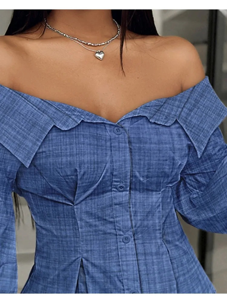 Elegant womens white shirt lantern sleeves shoulders womens top long sleeves pleated womens dress spring 241115