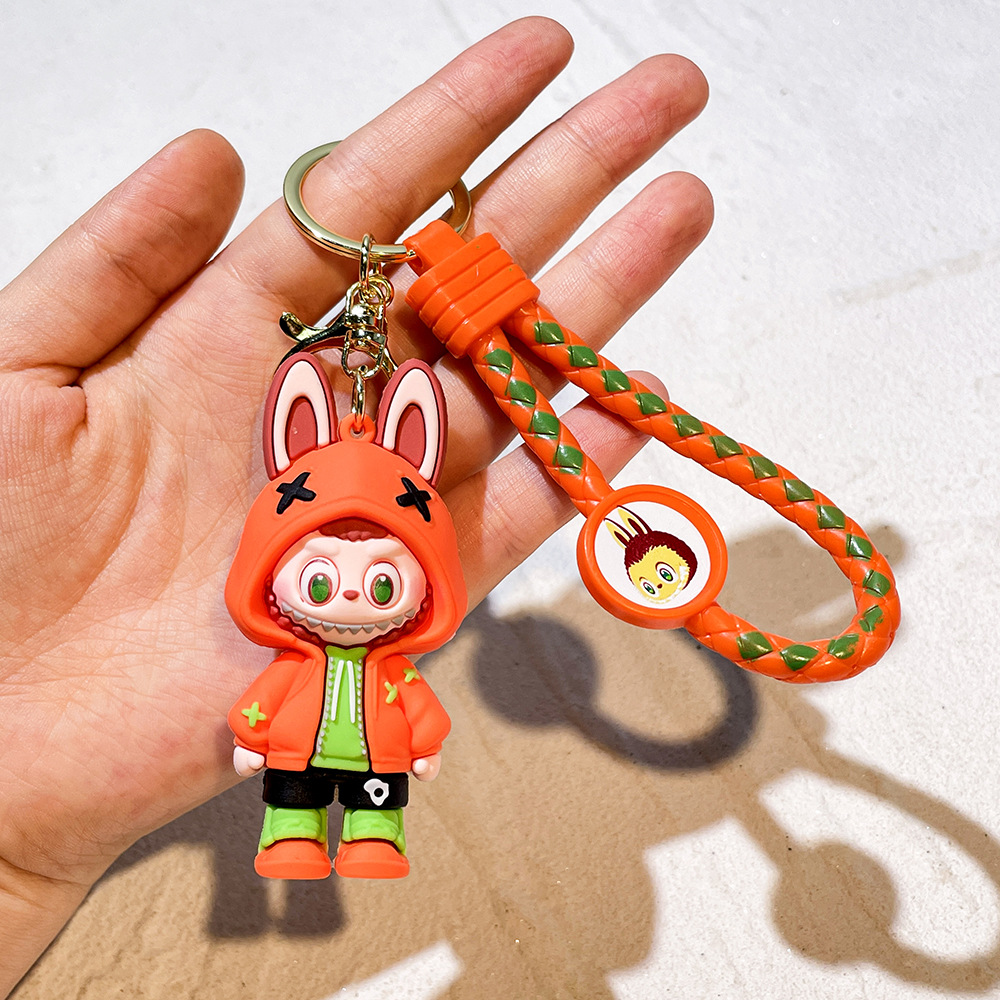 Cute Key Chain Anime Labubu Car Keychain for Bag Charms Doll Keyring Men Women Jewelry Wholesale