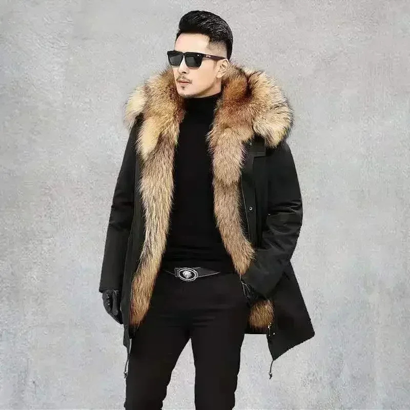 2024 Casual Winter Mens Down Jacket Fox Fur Mens Coat Mens Jacket 241116