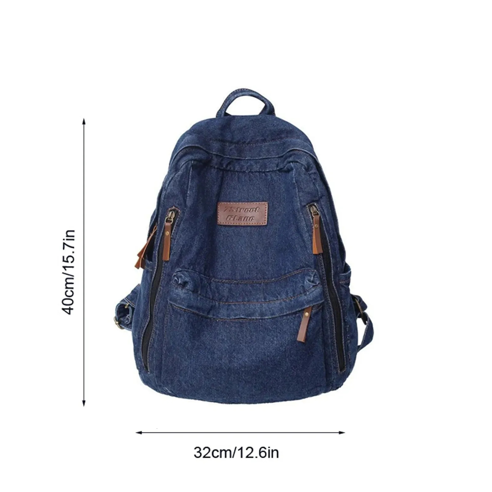 Denim Backpack For Girlswomen Classic Retro Bookbags School Bag Travel Jeans Backpack For College WomenS Handbag 241115