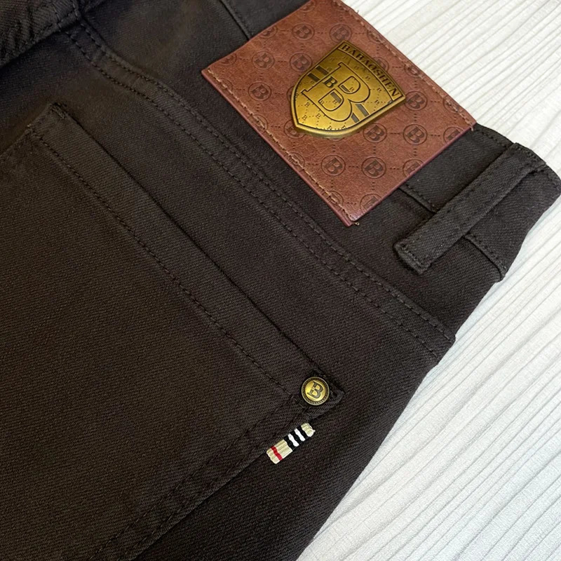 Mens coffee colored jeans simple and fashionable highend slim fit suitable for casual trendy business pants with small feet 241115