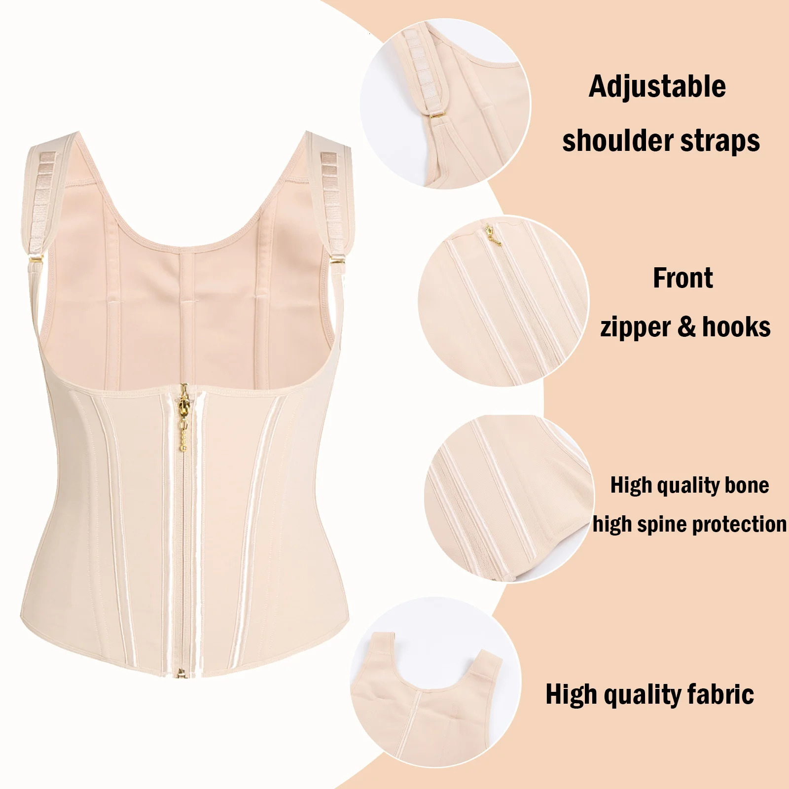 Fajas Colombians Girdles Hourglass Body Shaper Waistband Posture Correcting Waist Trainer Vest For Women Tummy Control Corset 241115