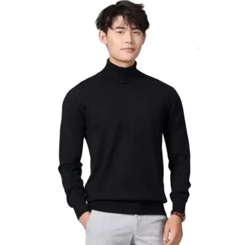 Cashmere cotton blended navy blue collar mens sweater for autumn and winter daily high jumper knit drawstring 241115