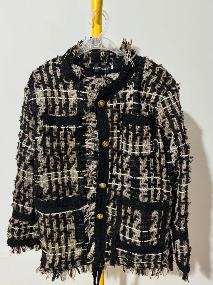 SYUHGFA mens autumn and winter round neck woven tweed loose jacket South Korean Strretwear mens single chest jacket 241115