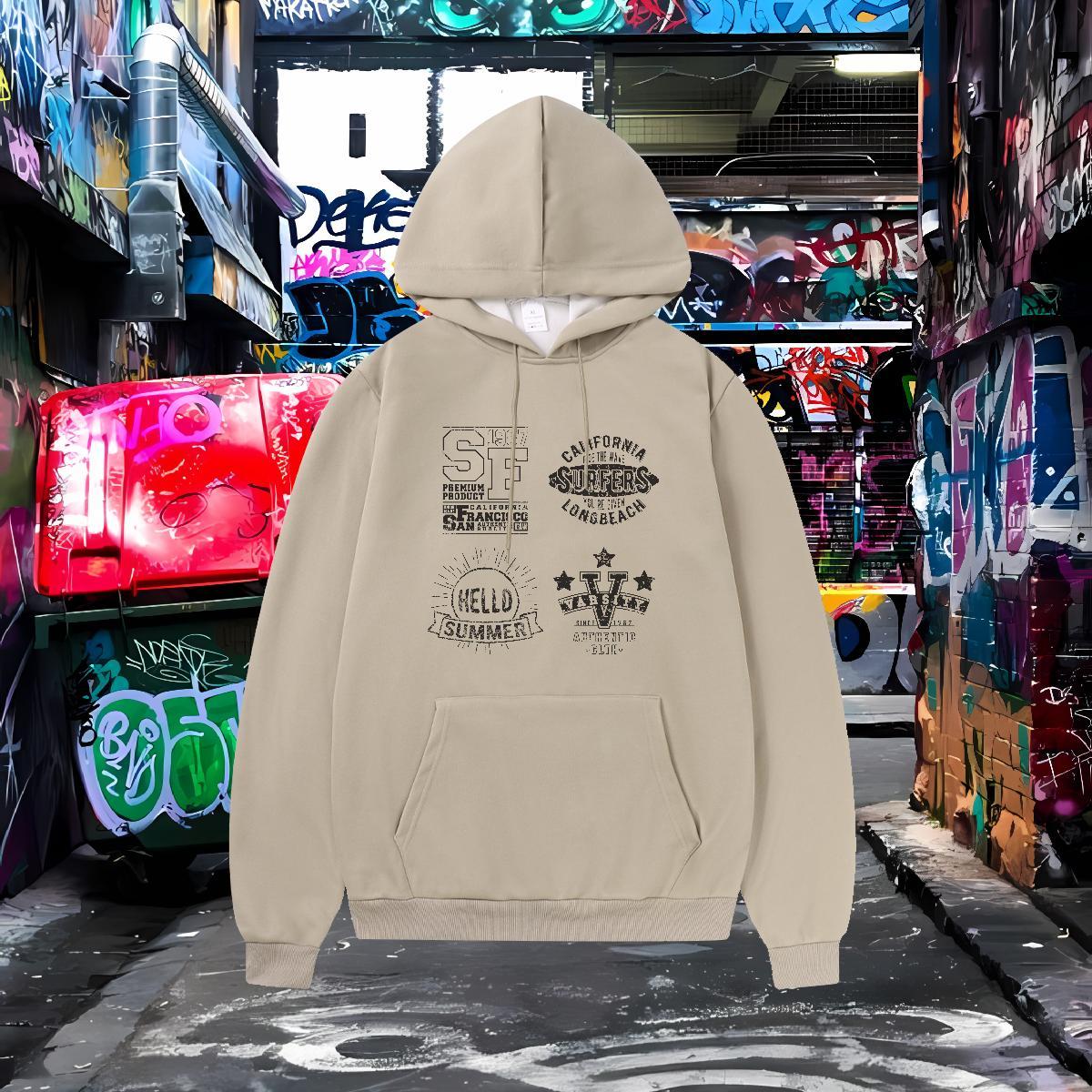 2024 DIY Hooded Sweatshirt Breathable Soft Hoodie Pullover Graphic Tops Hip Hop Street Thick Plush