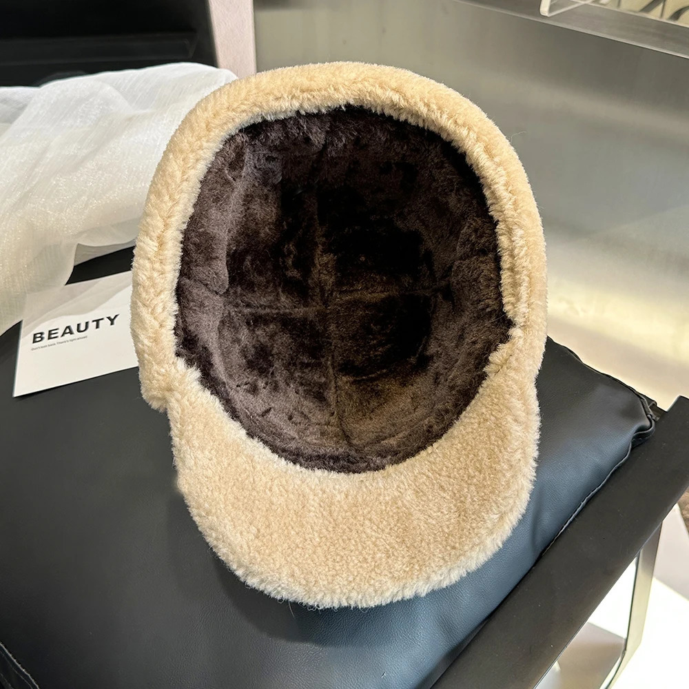 Winter High Quality Leather Hat Men Fur Lamb Wool Warm Thick Earflaps Bomber Hats Mens Baseball Cap Russian hats 241116