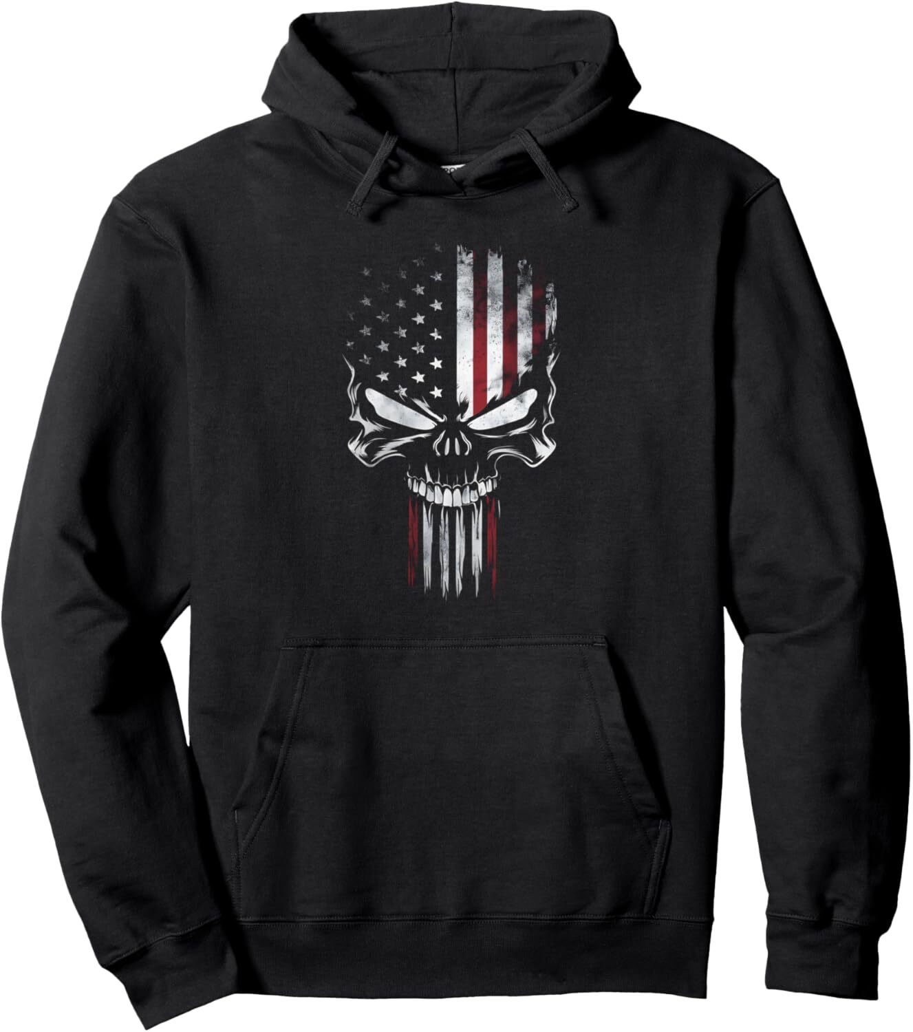 Hoodie for Mens Womens American Flag Skull USA Patriotic 4th Of July Gift Graphic Pullover Hoodie Graphic Hoodies sweatshirt