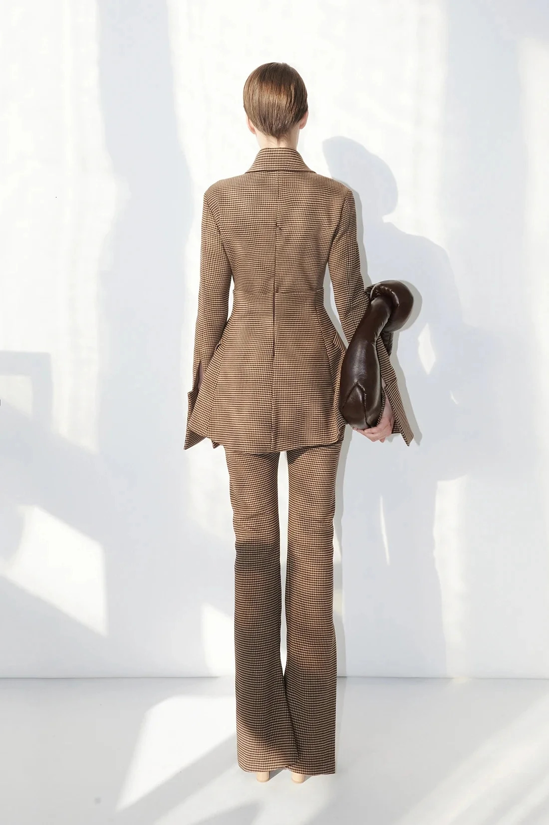 DEAT Autumn Womens Fashion Collar Slimming Long Sleeve Coat and High Straight Plain Pants 17A701 241115