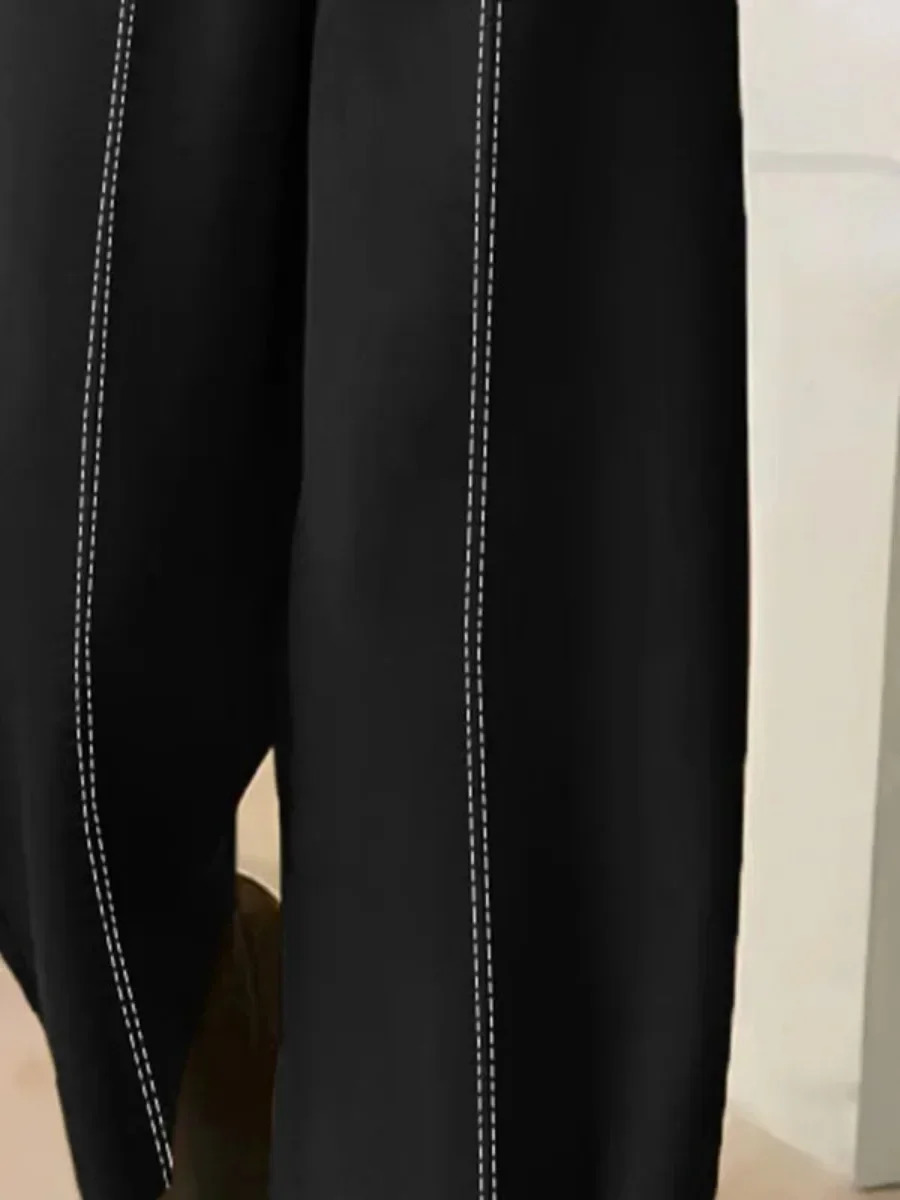 Onecozyday 2024 Womens Autumn Clothes Stand Collar Long Sleeves Top and Elastic High Waist Wide Leg Pants Loose Fit Jacket 241115