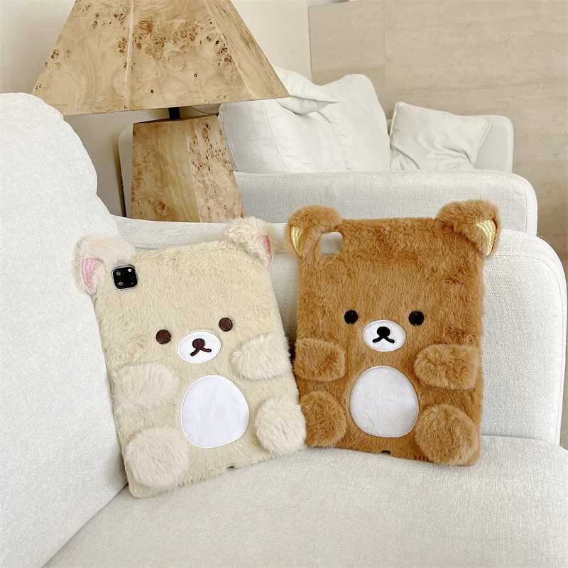 Fluffy Fuzzy Plush Fur Case Tablet For ipad 10.9 Air6 Pro11 2024 Cute Bear 10.2 10.5 12.9 inch Air 4 5 Mini 6 7th 8th 9th M250221
