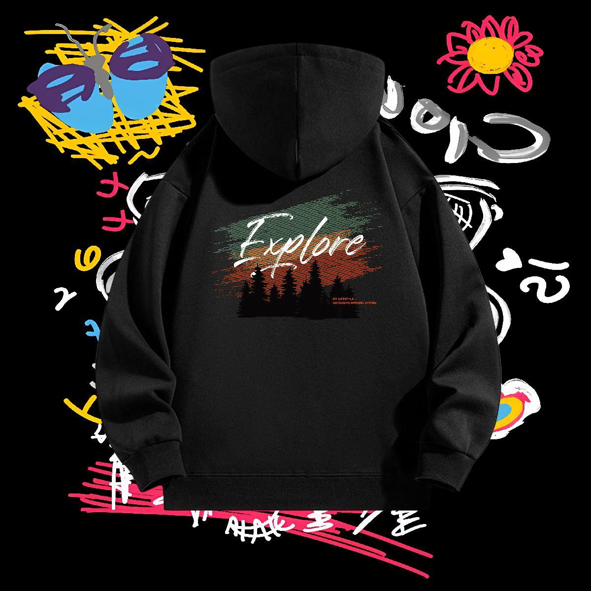 2024 Autumn Winter Hoodie For Man Breathable Drawstring Free Shipping Mens Hoodie US Plus Size Tops Hoody Street Cotton 350g