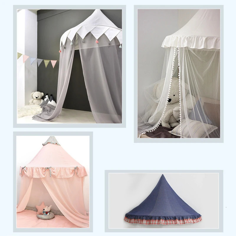 Kids Teepee Tents Children Play House Castle Cotton Foldable Tent Canopy Bed Curtain Baby Crib Netting Girls Boy Room Decoration 240412