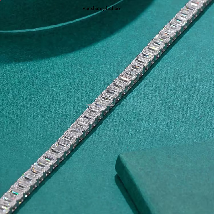 VOAINO 14K 9K gold jewelry Emerald Cutting women mens cuff tennis bracelets with lab grown dias Free shipping