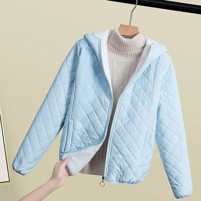 2023 Autumn Winter Women Cotton Jacket Thin light Short Parkas Fleece thicken Warm Female Padded Casual Outwear 241108