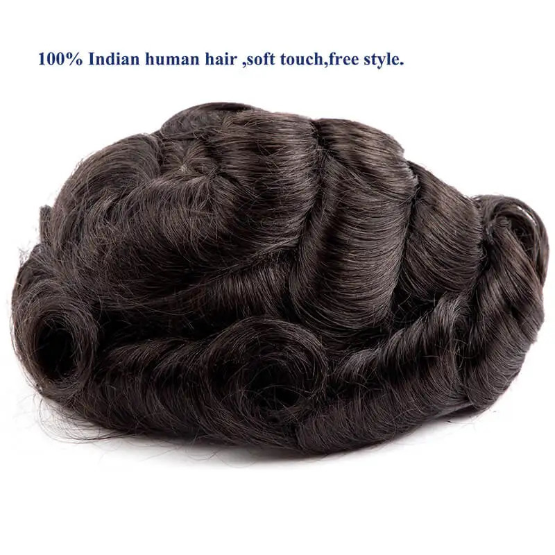 Sale--Male Hair Prosthesis 0.12-0.14mm Injection Skin Toupee Men Wig 6 Mens capillary prothesis Wigs For Man 100% Human Hair 241115