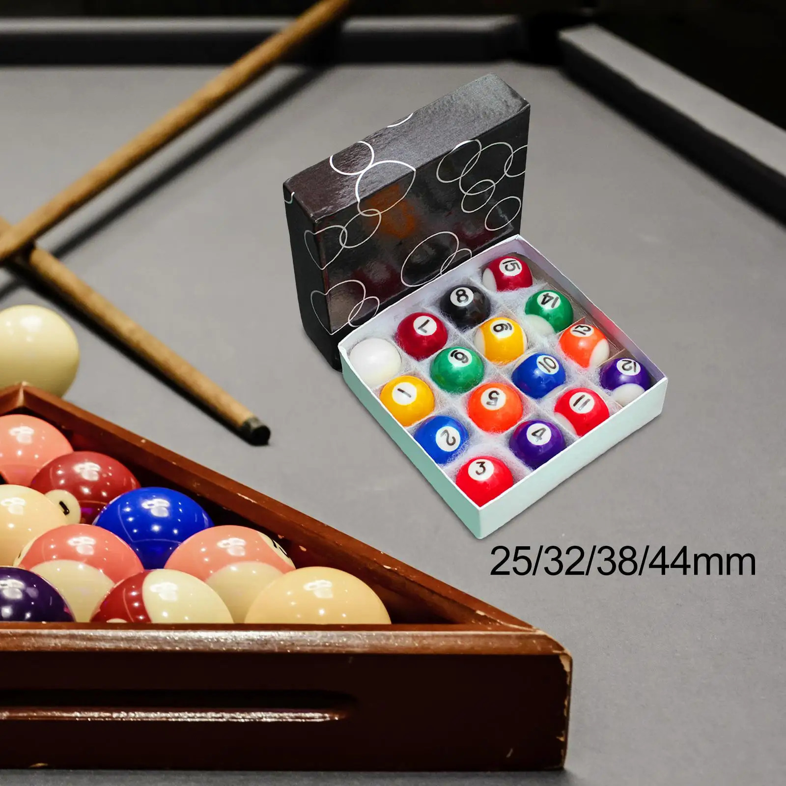 16x Mini Billiards Table Balls Set Small Pool Cue Ball for Leisure Sports Recreation Games Home Playroom 241115