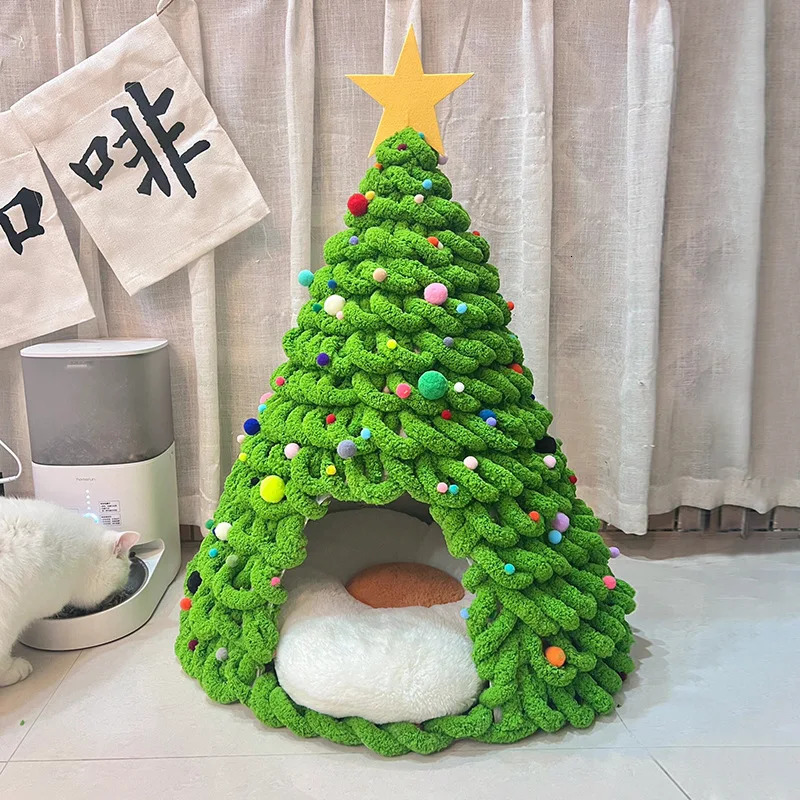 Christmas Tree DIY Material Packaging Short Fat Yarn Homemade Dog Nest Autumn Warmth Cat House Pet Supplies 241115