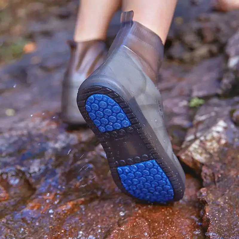 Waterproof Silicone Shoe Cover High Top Rain Boots Cover Nonslip Shoes Protector Outdoor Reusable Thickened Footwear y241115
