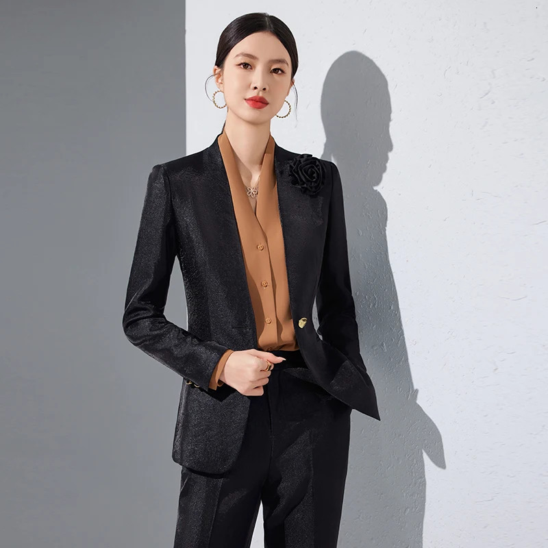 Autumn Elegant y Jacket Set Womens 2piece Business Formal Office Clothes Work Plus Trouser