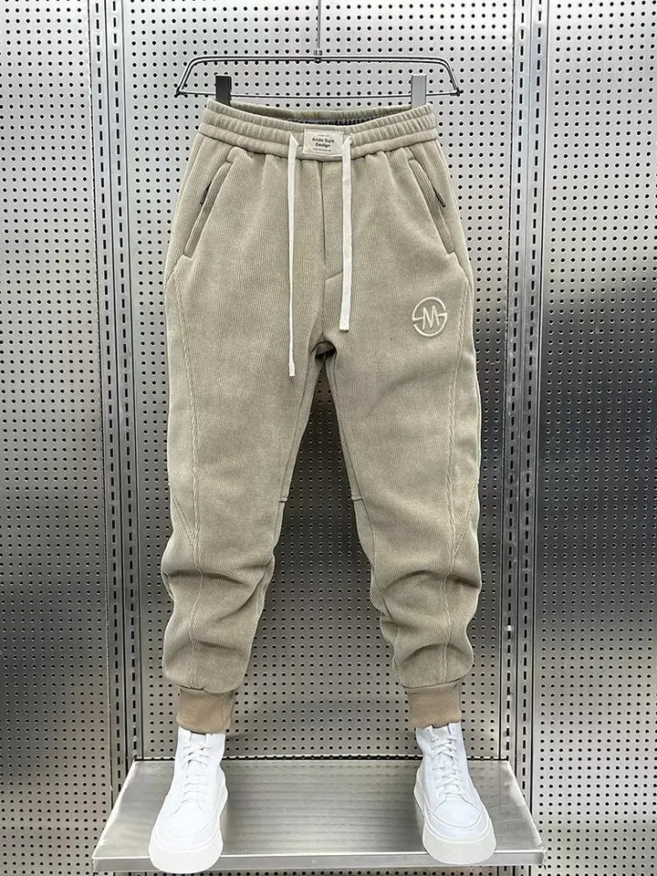 Fashion Wool Sports Pants Loose Harem Mens Elastic Waist AutumnWinter Casual Jogger Corduroy 241115