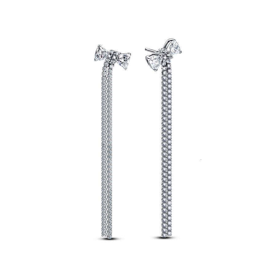 2024 NEW 925 Sterling Silver Sparking Pink Bow North Star Blue Stud Earrings For women Dangle Hoop Drop Earring Christmas Gifts