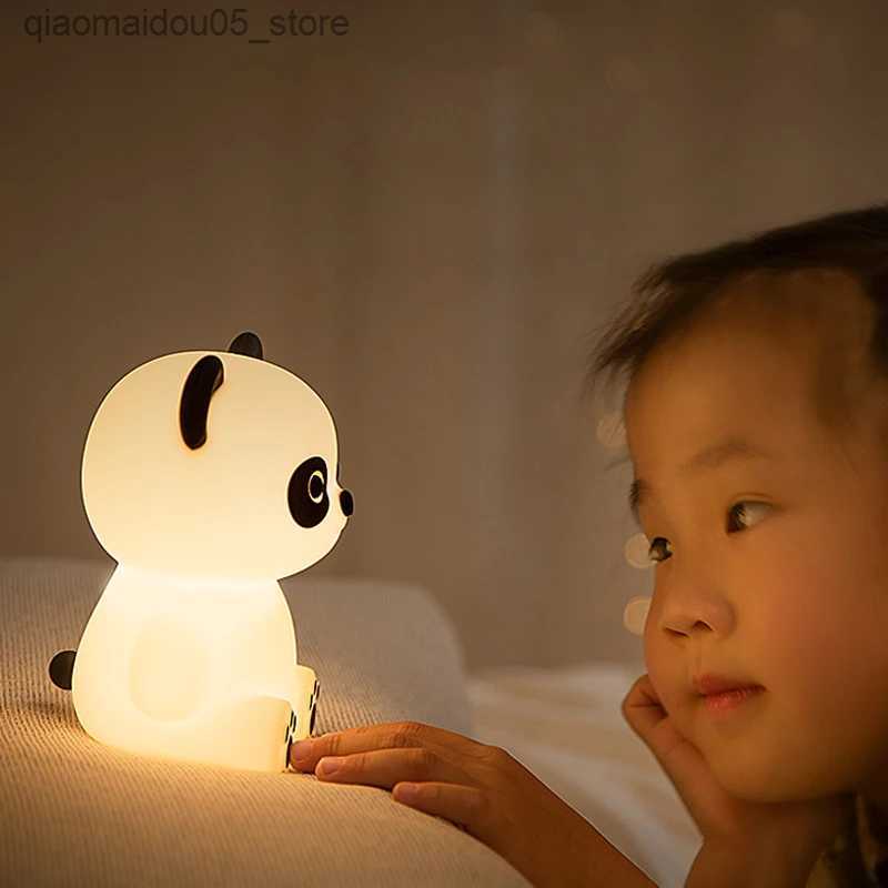 Lamps Shades Panda night light silicone atmospheric light bedroom light sleep light eye protection rechargeable bedside light decoration childrens gif