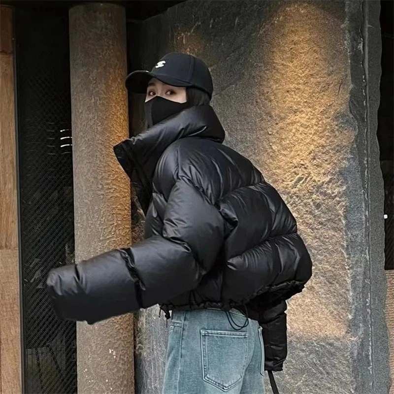2024 Korean Parkas Puffy Coat Bomber Fashion Winter Thick Warm Simple Shorts Coats Streetwear All Match Chic J 241108