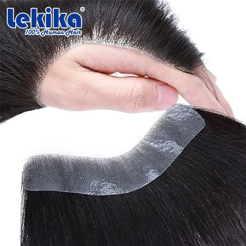 Men Forehead Hairline V Shape Toupee 100% Human Hair Skin PU Man Hairpieces Frontal Hair Topper for Receding Natural Hairline 241115