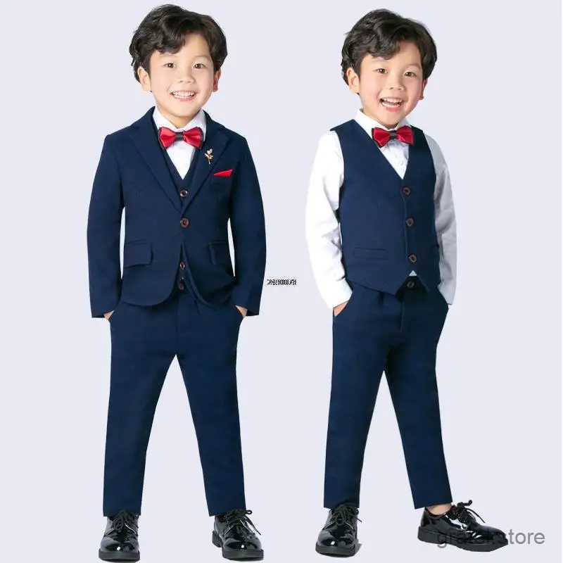 Suits Wedding Suit For Boys Children Wine Red Stage Performance Formal Suit Kids School Suit Children Birthday Ceremony Chorus Costume