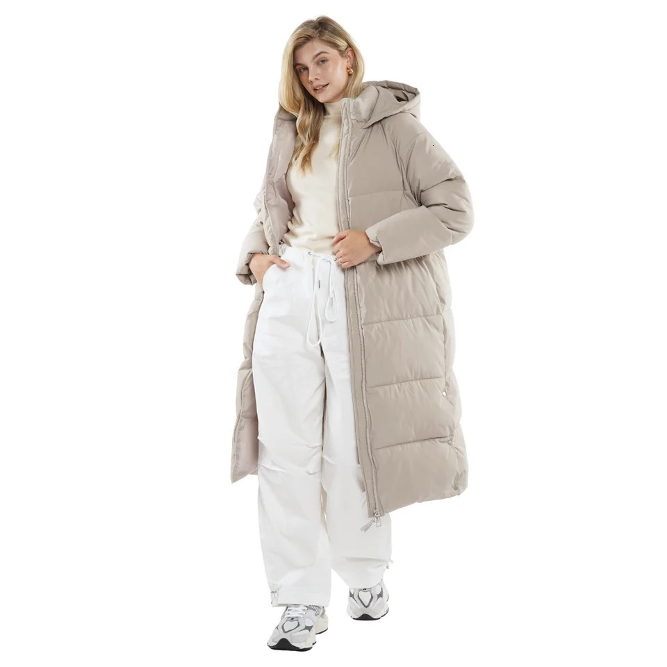 Womens Extra Long Puffer Jacket Doubleopen Zip Hooded Winter Coat Splashproof Water Repellent Windproof Stainresistant 241115