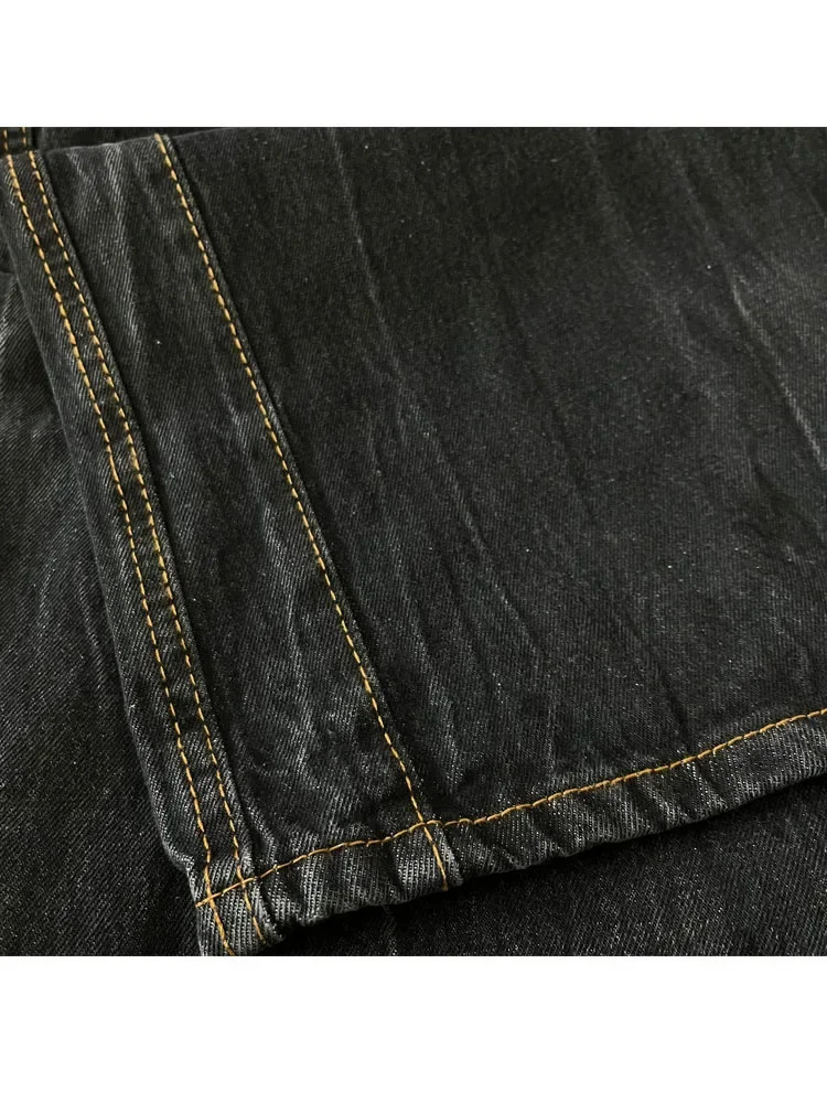 HOUZHOU Grunge Y2k Black Jean Baggy Vintage High Street Oversized Denim Trousers Gothic Gyaru 2000s Acubi Fashion Jeans 241108