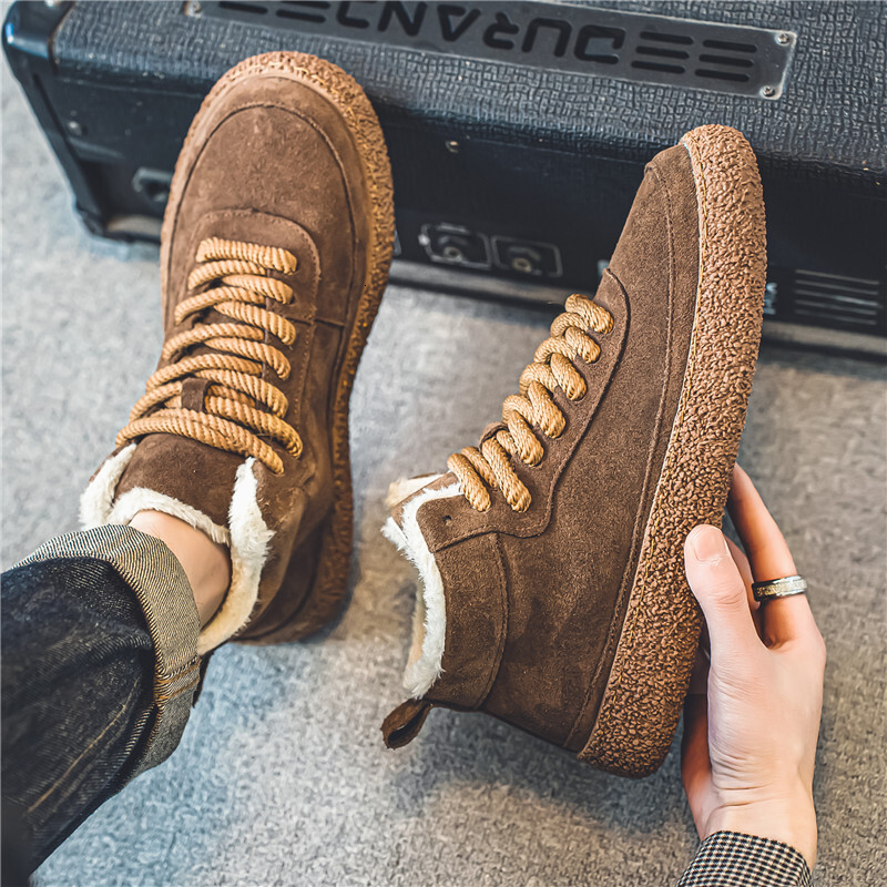 Hot Sale Winter High Top Man Fashion Brown Ankle Boots Cotton Shoes Warm Plush Suede Casual Sneakers Men Botas Hombre
