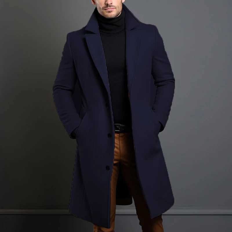Winter Mens Trench Coats Luxury Male Mid-Long Warm Wool Jackets Casual Mens Business Comfortable Overcoat Clothing W250809
