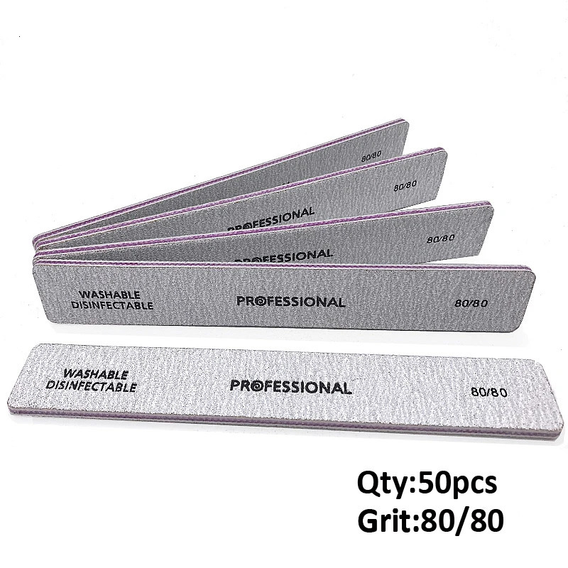 50PCS/25PCS Big Size 7*1.1in 80/80 Grit Nail Files Washable Replaceable Files For Files Strong Sandpaper Nails Accessories Tools 241115