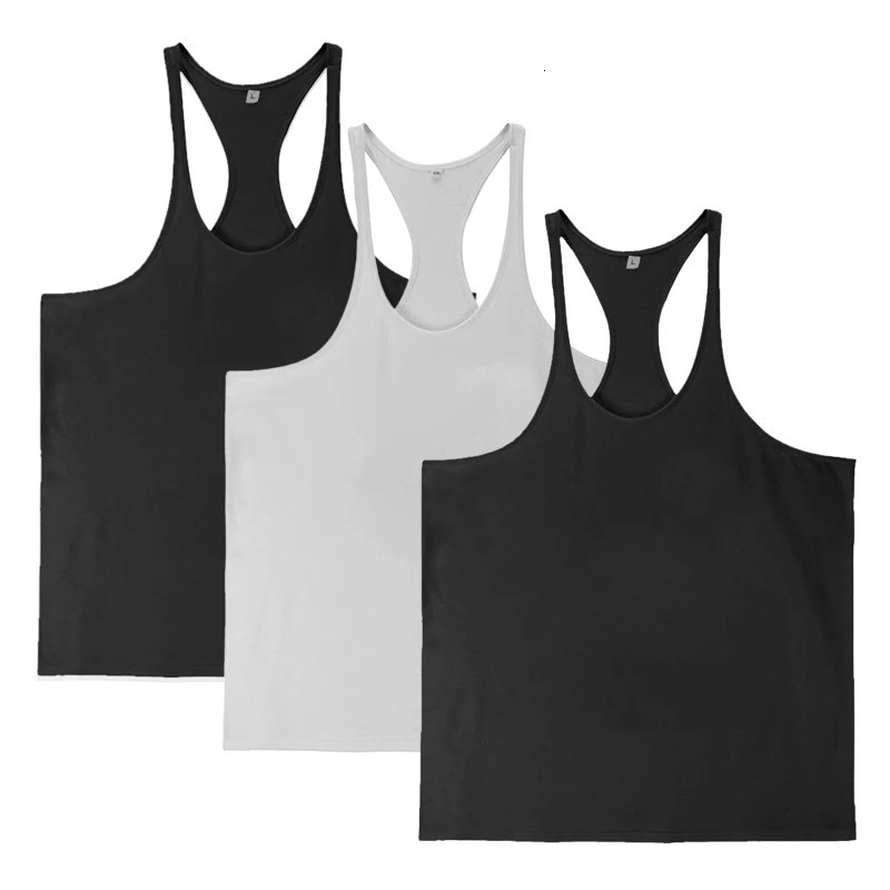 3pcs 100% Cotton Mens Tank Tops GYM O-neck Clothing Affordable Sleeveless Shirt for Bodybuilding Comfortable Y Back Fitness 240402