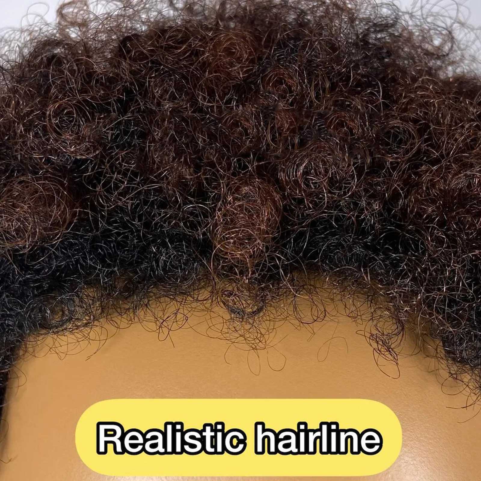 Ombre Highlight Honey Brown Low Cut African Wig/Afro e Wig/Short Wig 200% Density 100% Remy Human Hair W241116