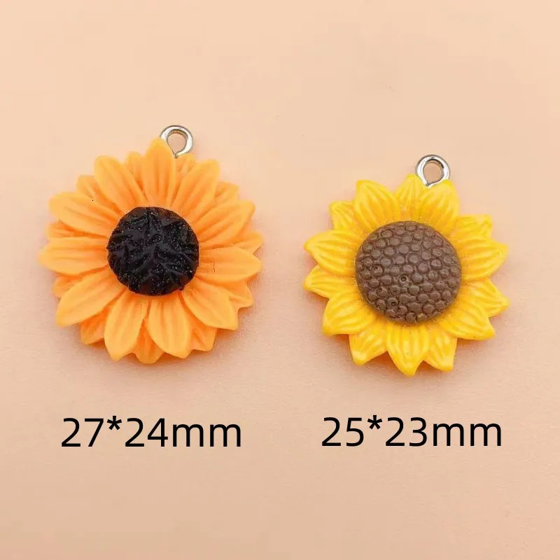 10pcs Trend Sunflower Flower Resin charms For Making Craft Accessory Decor Bulk DIY Jewelry Findings Making 240408