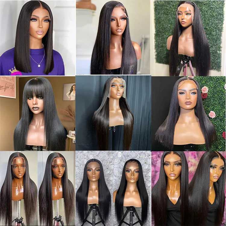 Raw Vietnamese Hair Wigs Human Hair Lace Front Wholesale 13x4 Bone Straight Natural Color HD Lace Frontal Wigs For Black Women
