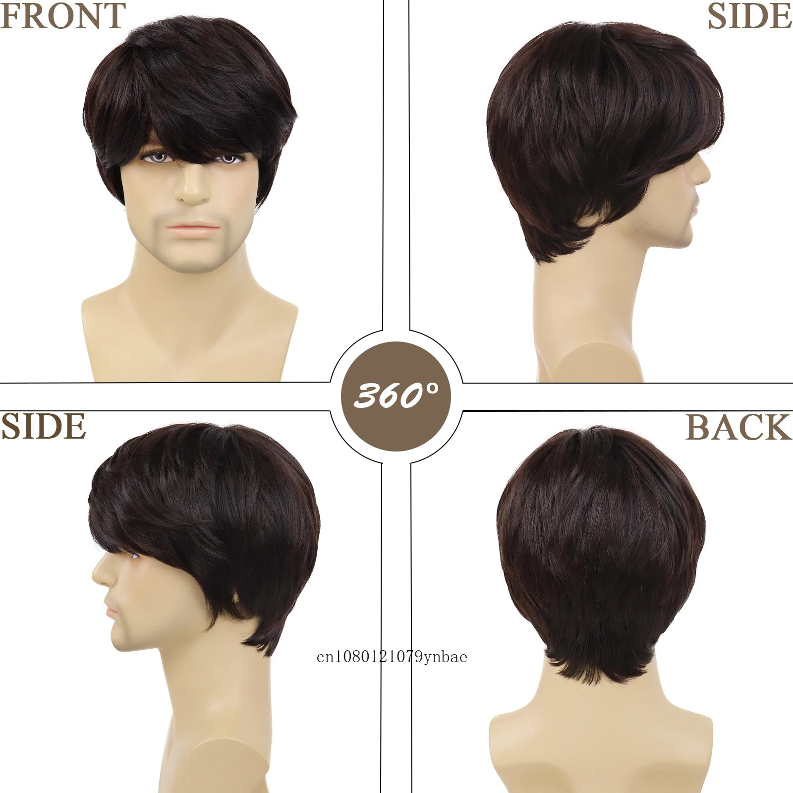 Fashion Brown Wig Synthetic Hair Short Straight Wigs with Bangs for Men Guy Heat Resistant Daily Party Costume Cosplay Halloween 241115
