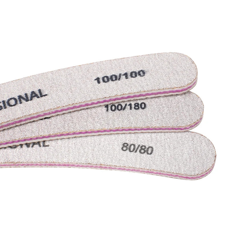 50Pcs Professional Nail File Curved Banana Nail Buffer Polish Sandpaper 80/80 100/100 100/180 Buffing Unha Limas Para Manicure 241115