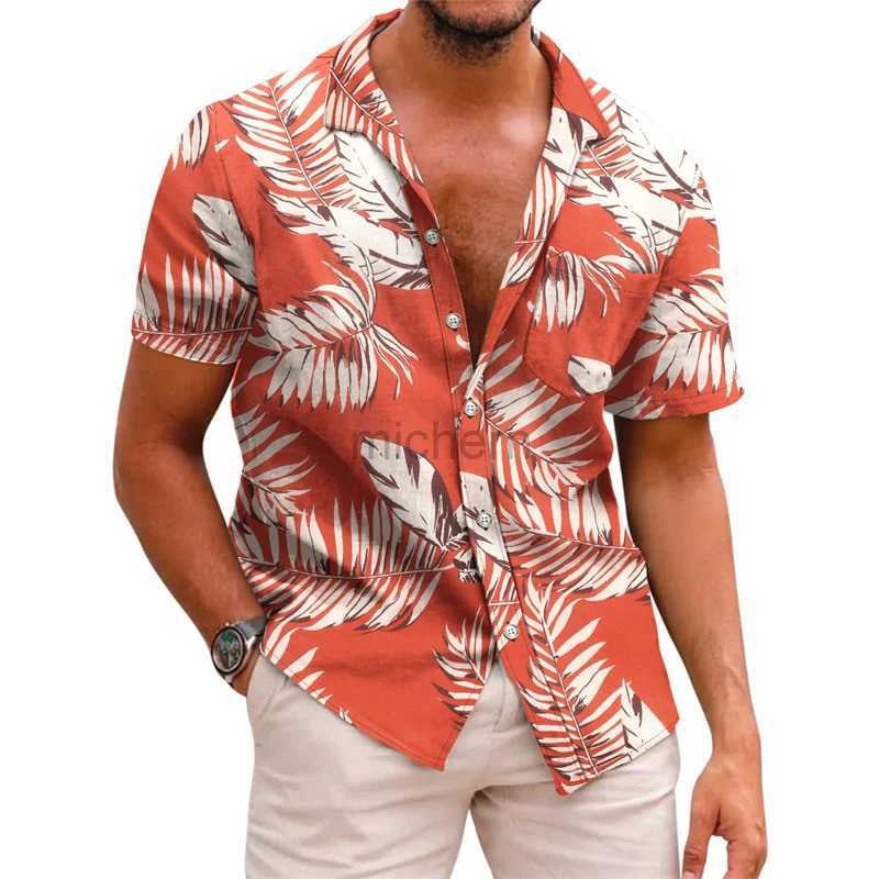 Men's Casual Shirts Mens shirt pattern printed lapel summer striped short-sleeved Hawaiian daily vacation breathable casual and comfortable H2542