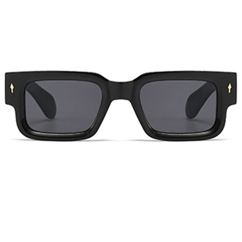 Black Square Sunglasses Men Women Steampunk Oversized Personalized Design Vintage Retro Rectangle Goggles Gothic Thick Y2K Futuristic a Pilot with Coo