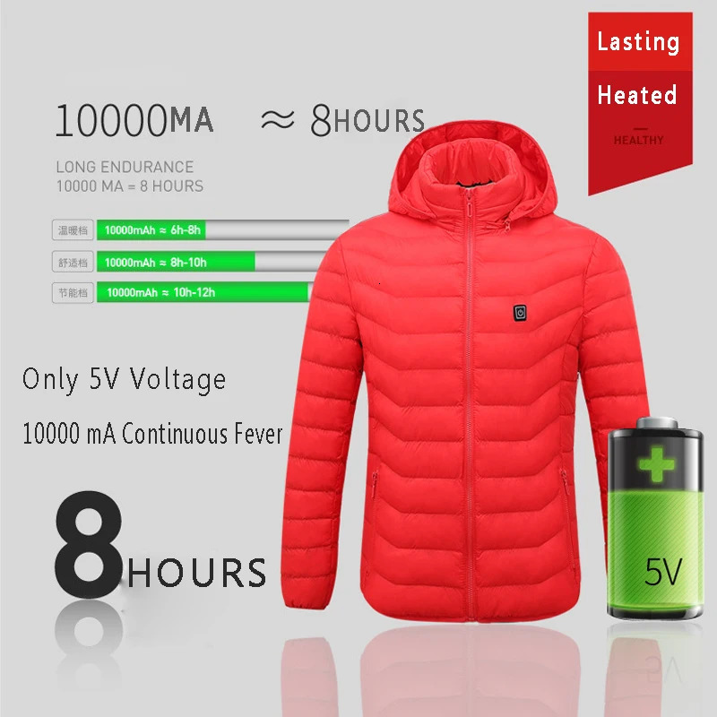 Men Parkas Winter Warm Usb Heating Jacket Outdoor Coats Smart Cotton Hooded Jackets Waterproof Heated Male Clothing 241115
