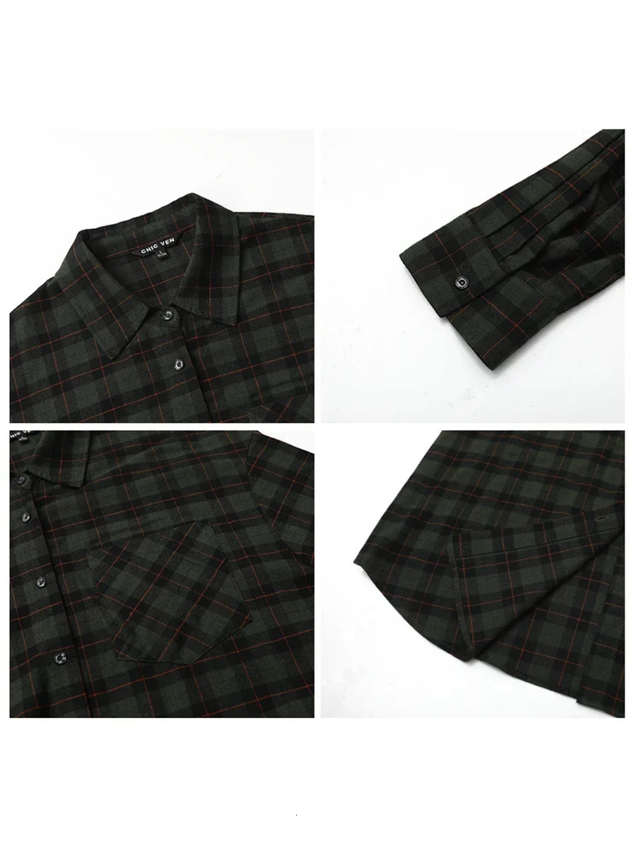 CHIC VEN Womens Loose Retro Cotton Matte Plain Shirt Womens Top BF Style Womens Top Spring/Summer 241115