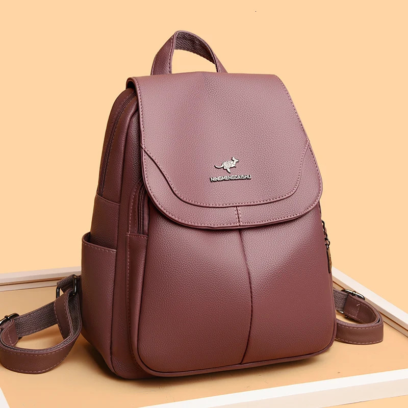 Women Large Capacity Backpack High Quality Leather Female Vintage Bag School Bags Travel Bagpack Ladies Bookbag Rucksack Purses 241115