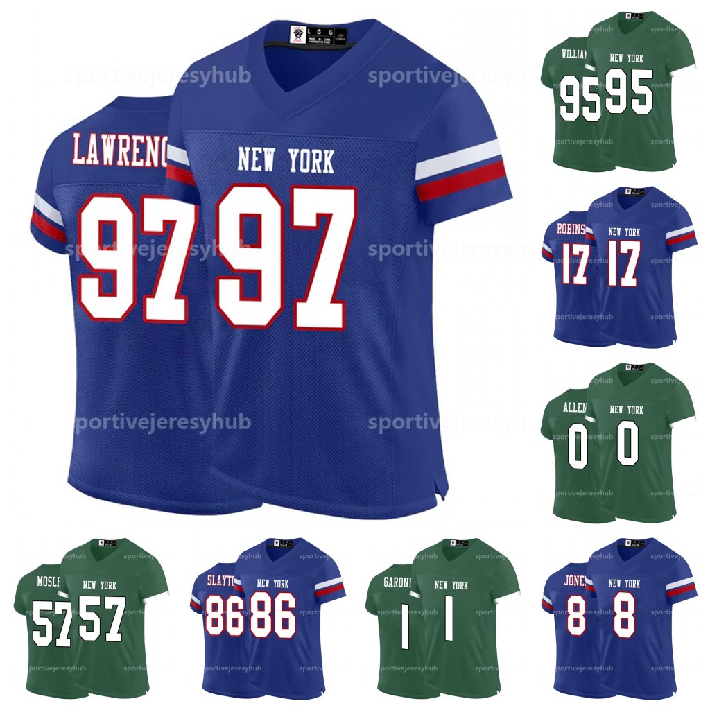 Men/Women/Youth Football Jersey Jones Robinson Slayton Williams Lawrence Hall Taylor Green Blue Custom Stitched Any Name Number