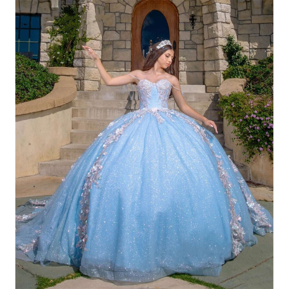 Cinderella Quinceanera Dresses Off Shoulder Ball Gown Sweet 16 Dress Beading Appliques Birthday Party Gowns S